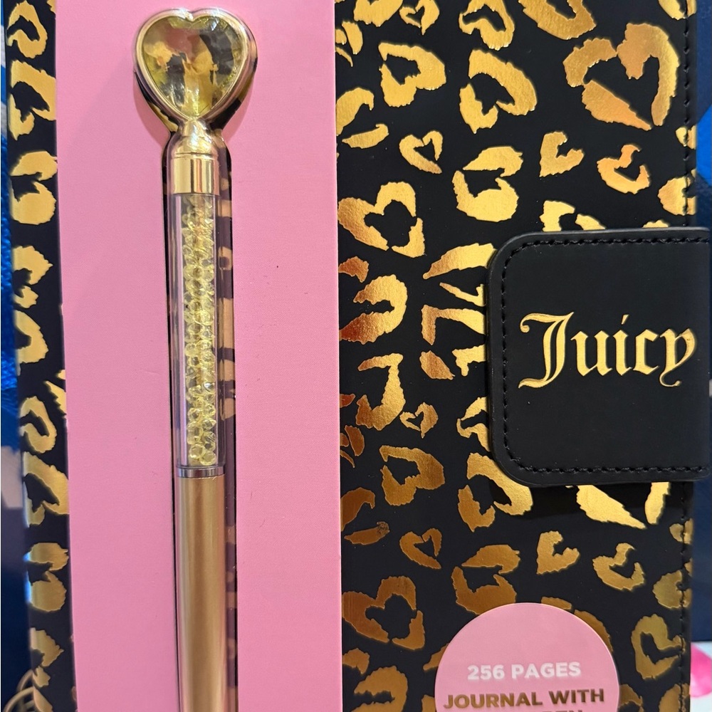 Juicy Couture Black and Gold Heart Leopard Journal Set